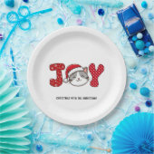 Christmas Kitty Cat "JOY" Custom Papieren Bordje (Feest)