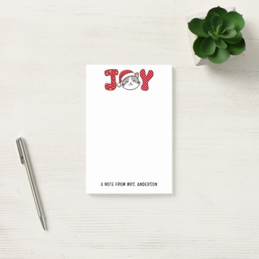 Christmas Kitty Cat "JOY" Custom Post-it® Notes (Kantoor)