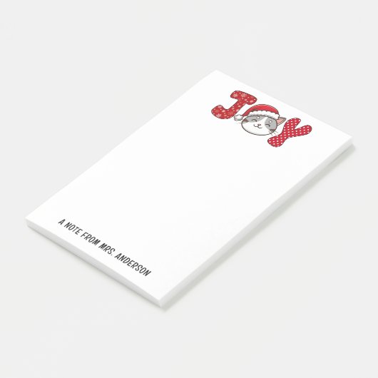 Christmas Kitty Cat "JOY" Custom Post-it® Notes (Schuin)