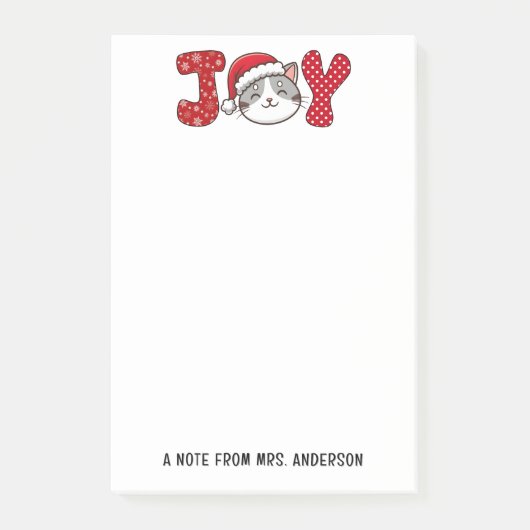 Christmas Kitty Cat "JOY" Custom Post-it® Notes (Voorkant)