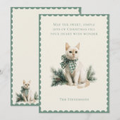 Christmas Kitty Cat with Pine Flat Holiday Card Feestdagenkaart (Voorkant / Achterkant)