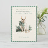 Christmas Kitty Cat with Pine Flat Holiday Card Feestdagenkaart (Staand voorkant)