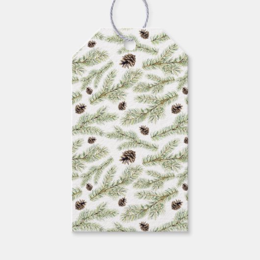 Christmas | Klassiek Pinecone patroon Cadeaulabel (Voorkant)
