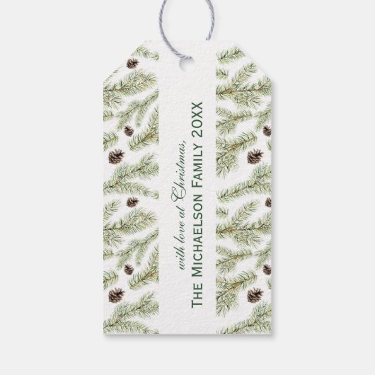 Christmas | Klassiek Pinecone patroon Cadeaulabel (Achterkant)