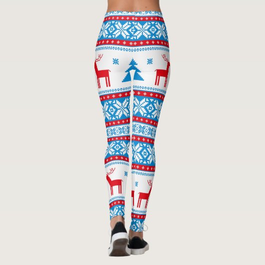 Christmas Knit Graphic – Sneeuwvlokken & Rendieren Leggings (Achterkant)