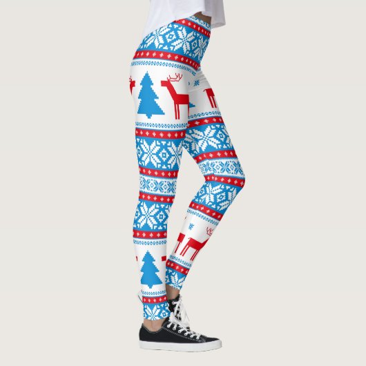 Christmas Knit Graphic – Sneeuwvlokken & Rendieren Leggings (Rechts)