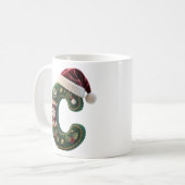 Christmas Knit Sweater Letter C Santa Hat Koffiemok (Voorkant links)