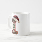 Christmas Knit Sweater Letter I Santa Hat Koffiemok (Voorkant links)