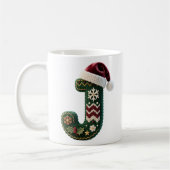 Christmas Knit Sweater Letter J Santa Hat Koffiemok (Links)