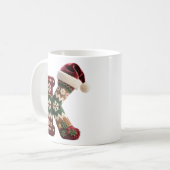 Christmas Knit Sweater Letter K Santa Hat Koffiemok (Voorkant links)