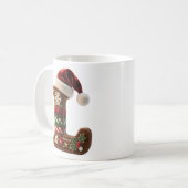 Christmas Knit Sweater Letter L Santa Hat Koffiemok (Voorkant links)