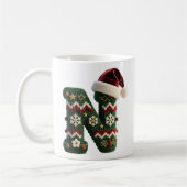 Christmas Knit Sweater Letter N Santa Hat Koffiemok (Links)