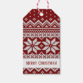 Christmas Knitted Red and White Sweater Cadeaulabel (Voorkant)