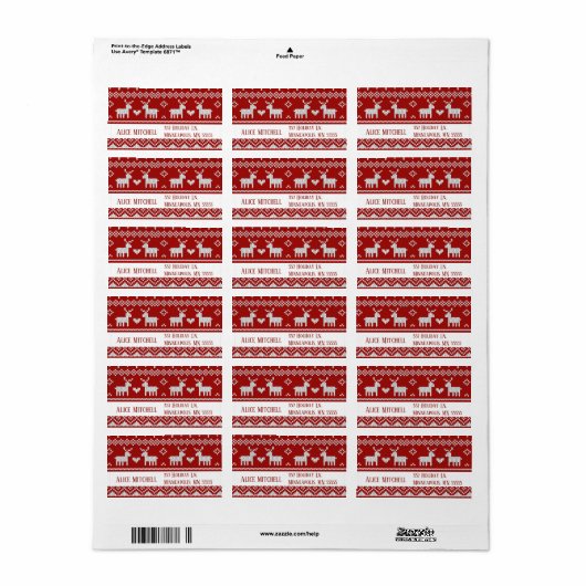 Christmas Knitted Sweater Return Address Labels (Full Sheet)