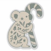 Christmas Koala with Candy Cane Sticker (Voorkant)