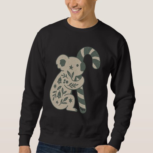 Christmas Koala with Candy Cane Sweatshirt (Voorkant)