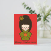 Christmas Kokeshi Feestdagenkaart (Staand voorkant)