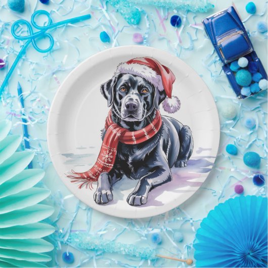  Christmas Labrador Paper Plate Papieren Bordje (Feest)