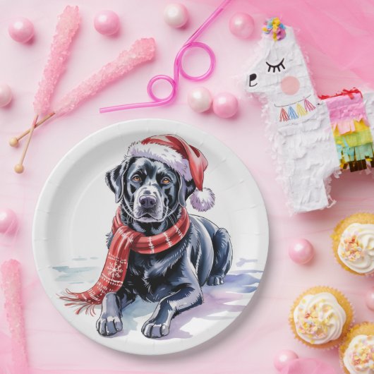  Christmas Labrador Paper Plate Papieren Bordje (Feest)