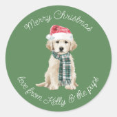Christmas Labrador Puppy in a Scarf Ronde Sticker (Voorkant)