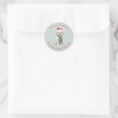 Christmas Labrador Puppy in a Scarf Ronde Sticker (Tas)