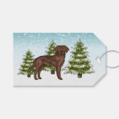 Christmas Labrador Retriever Blue Snowy Christmas Cadeaulabel (Voorkant (Horizontaal))