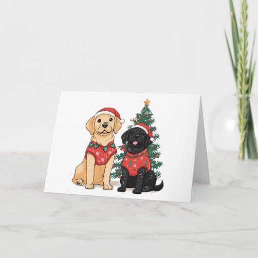 Christmas Labrador Retriever Dogs Feestdagen Kaart (Voorkant)