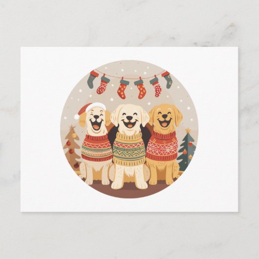 Christmas Labrador Retriever Dogs Feestdagenkaart (Voorkant)