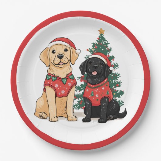 Christmas Labrador Retriever Dogs Papieren Bordje (Voorkant)
