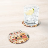 Christmas Labrador Retriever Dogs Ronde Kartonnen Onderzetter (Insitu)