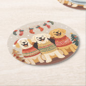 Christmas Labrador Retriever Dogs Ronde Kartonnen Onderzetter (Gebogen)