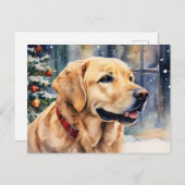 Christmas Labrador Retriever in de Waterverf van d Briefkaart (Voorkant / Achterkant)