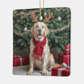 Christmas Labrador Retriever met gewei Keramisch Ornament (Links)