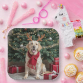 Christmas Labrador Retriever met gewei Papieren Bordje (Feest)