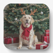 Christmas Labrador Retriever met gewei Papieren Bordje (Voorkant)