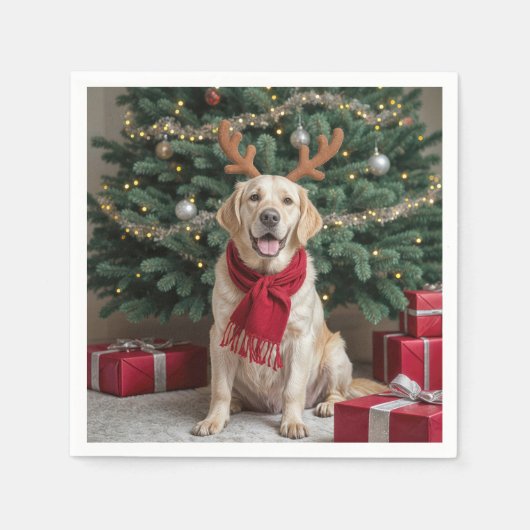 Christmas Labrador Retriever met gewei Servet (Voorkant)