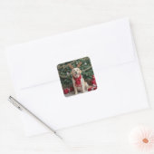 Christmas Labrador Retriever met gewei Vierkante Sticker (Envelop)
