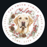 Christmas Labrador Retriever Ronde Stickers<br><div class="desc">Christmas Labrador Retriever Ronde Stickers</div>