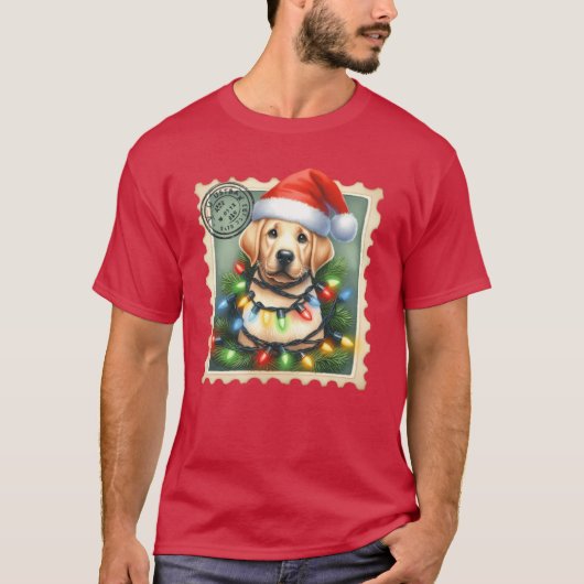 Christmas Labrador with hat and festive garlands g T-shirt (Voorkant)