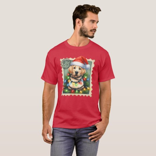 Christmas Labrador with hat and festive garlands g T-shirt (Voorkant volledig)