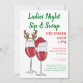 Christmas Ladies' Night Gift Wine Swap Kaart (Voorkant)