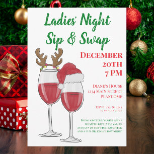 Christmas Ladies' Night Gift Wine Swap Kaart