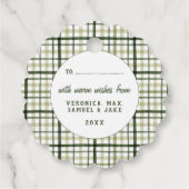 Christmas Lady with Cat Personalized Plaid Holiday Bedankjes Labels (Achterkant)