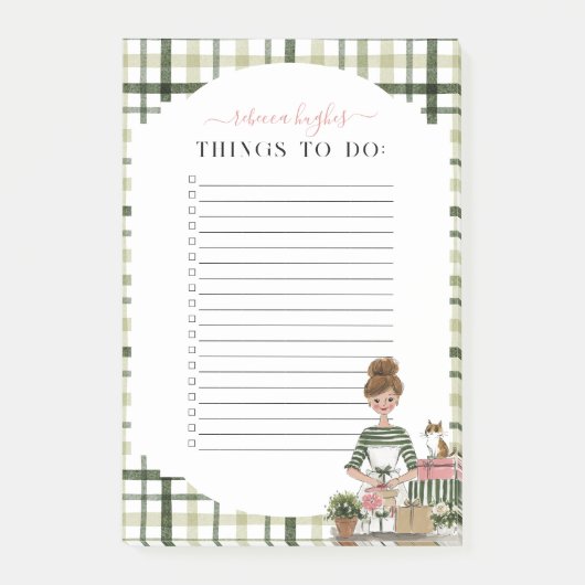 Christmas Lady with Cat Personalized To-Do Post-it® Notes (Voorkant)