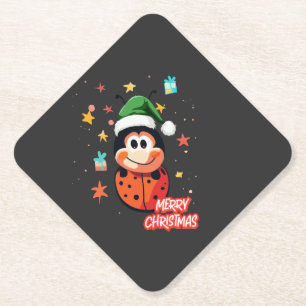 Christmas Ladybug Cheer Kartonnen Onderzetters
