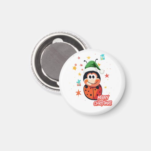 Christmas Ladybug Cheer Magneet (Voorkant / Achterkant)