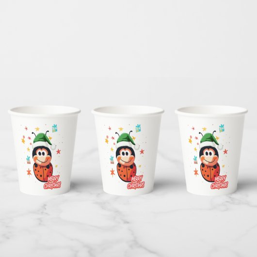 Christmas Ladybug Cheer Papieren Bekers (Multi)