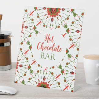 Christmas Ladybug Hot Chocolate Bar Reclamebord Met Voetstuk