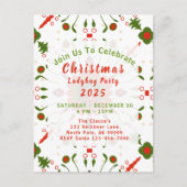 Christmas Ladybug Party Red White Green Briefkaart (Voorkant)