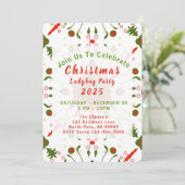 Christmas Ladybug Party Red White Green Kaart (Staand voorkant)